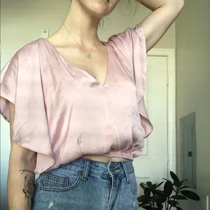 Cropped V-Neck Blouse